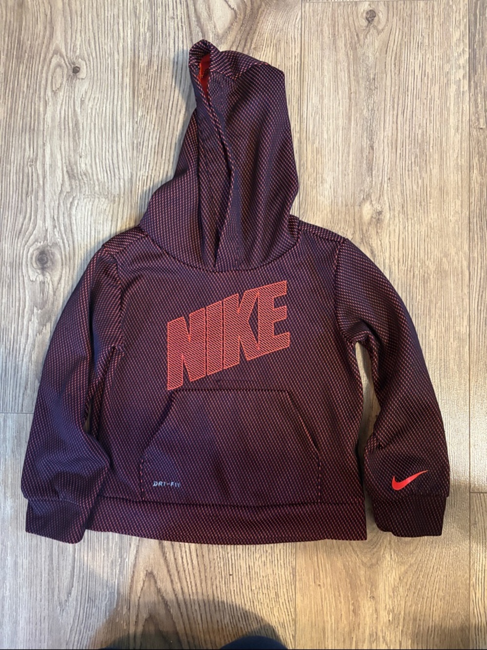 Nike Kids Burgundy Hoodie with Red Logo